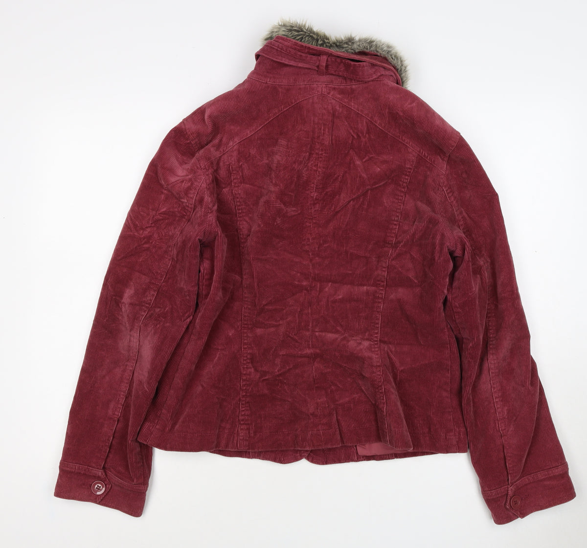 Wallis Women’s Red UK 14 Basic Corduroy Faux Fur Collar Jacket