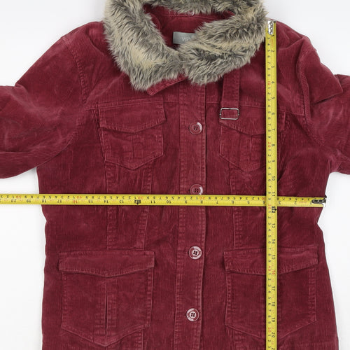 Wallis Women’s Red UK 14 Basic Corduroy Faux Fur Collar Jacket