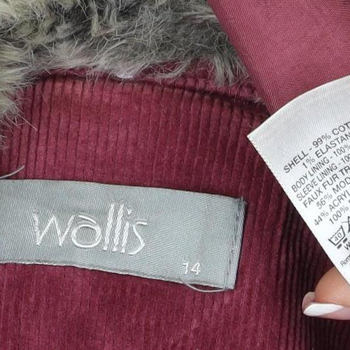 Wallis Women’s Red UK 14 Basic Corduroy Faux Fur Collar Jacket