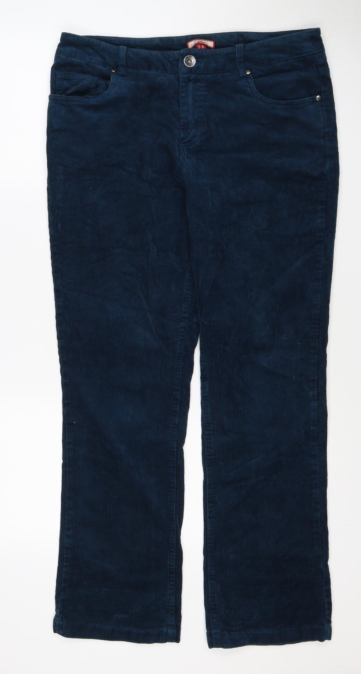 Joe Browns Women’s Blue UK 14 Corduroy Straight Trousers Pockets