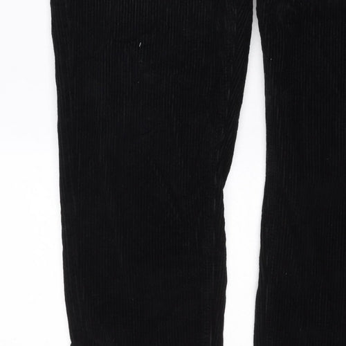 Topshop Women’s Black W30 UK 12 Corduroy Straight Trousers