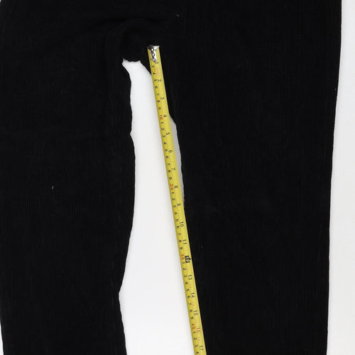 Topshop Women’s Black W30 UK 12 Corduroy Straight Trousers