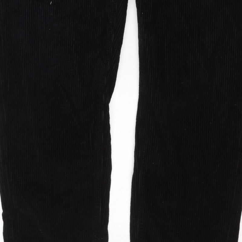 Topshop Women’s Black W30 UK 12 Corduroy Straight Trousers