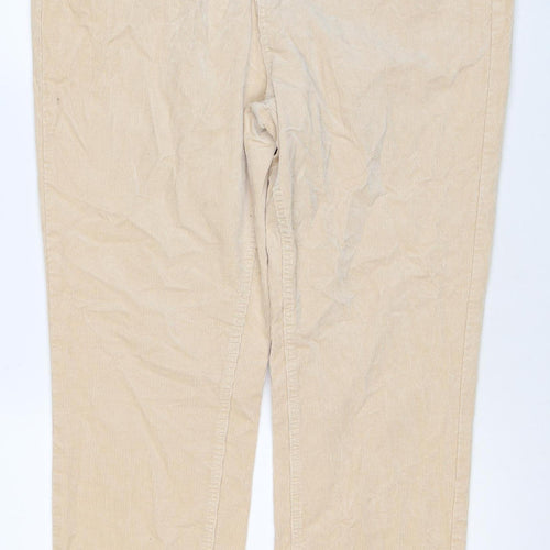 Marks & Spencer Women Beige Corduroy Straight Trousers UK 18 Regular