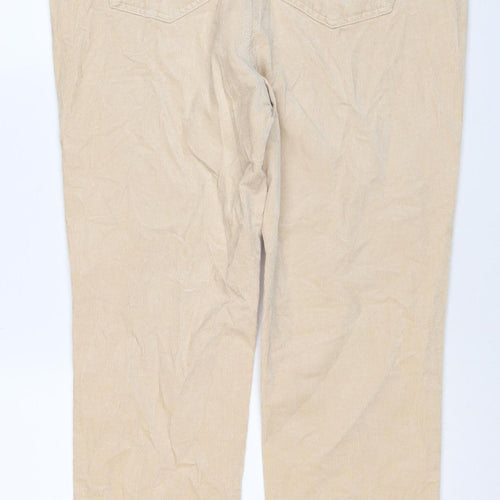 Marks & Spencer Women Beige Corduroy Straight Trousers UK 18 Regular