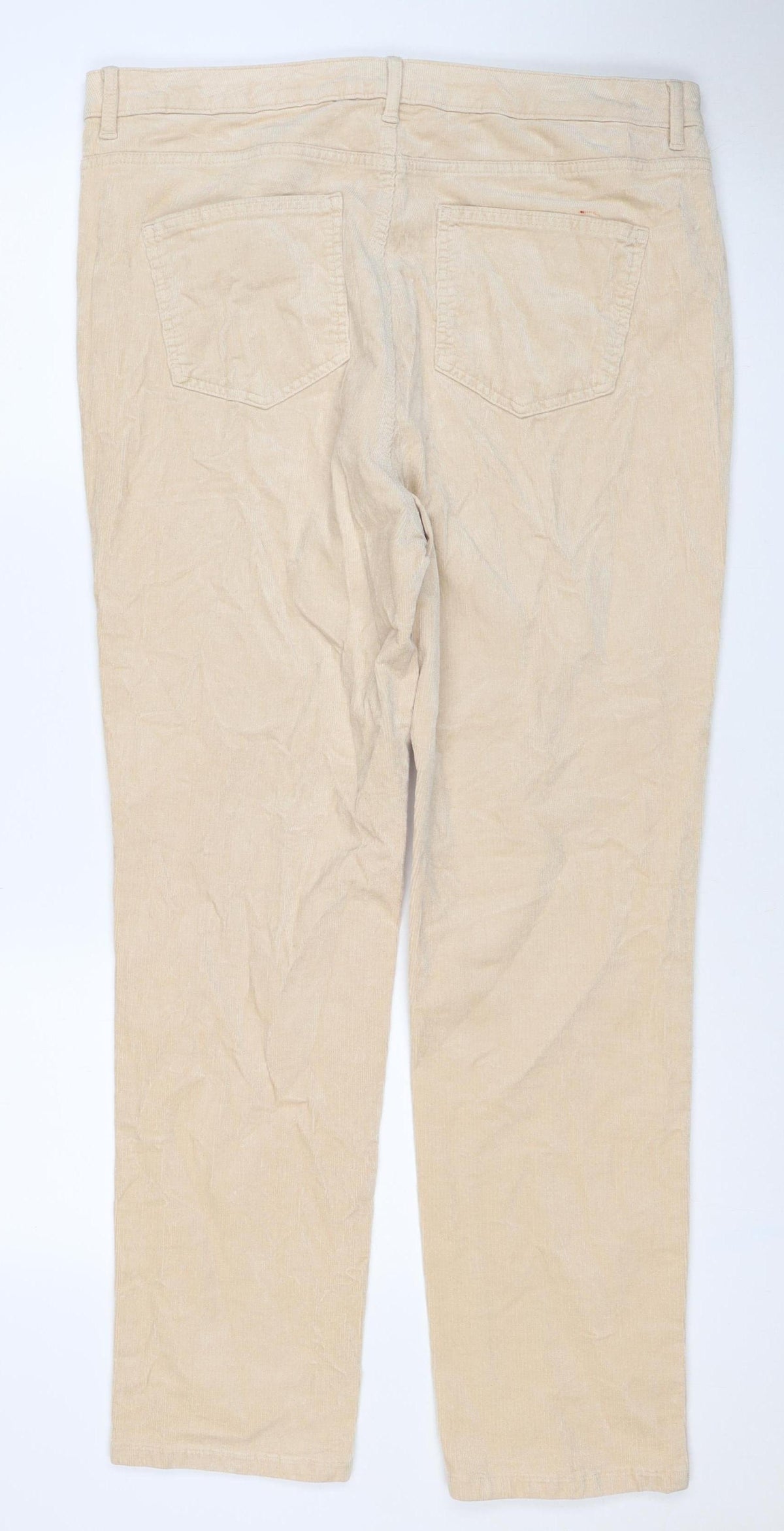 Marks & Spencer Women Beige Corduroy Straight Trousers UK 18 Regular
