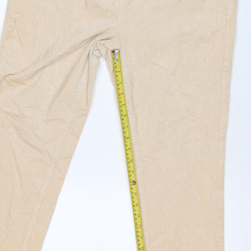 Marks & Spencer Women Beige Corduroy Straight Trousers UK 18 Regular