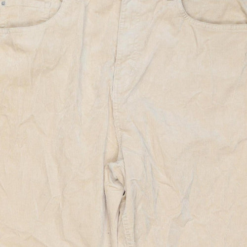Marks & Spencer Women Beige Corduroy Straight Trousers UK 18 Regular