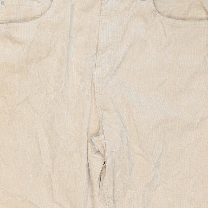 Marks & Spencer Women Beige Corduroy Straight Trousers UK 18 Regular