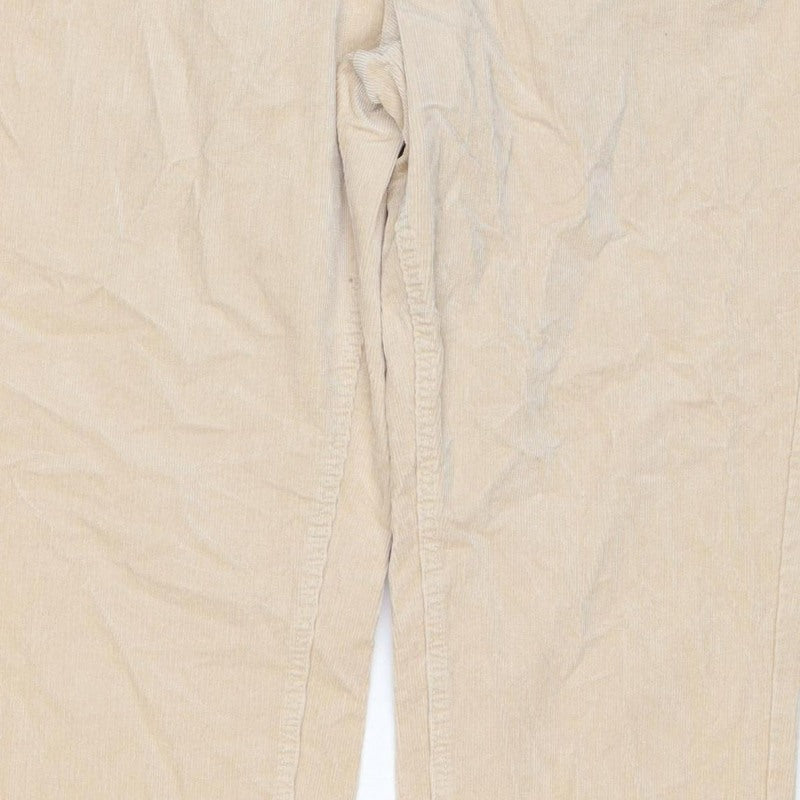 Marks & Spencer Women Beige Corduroy Straight Trousers UK 18 Regular