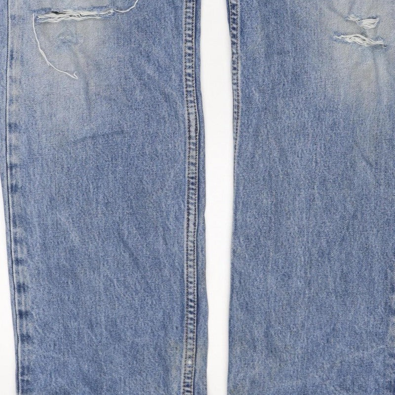Levi's Men's Blue W31 L32 Engineered Straight Distressed Jeans