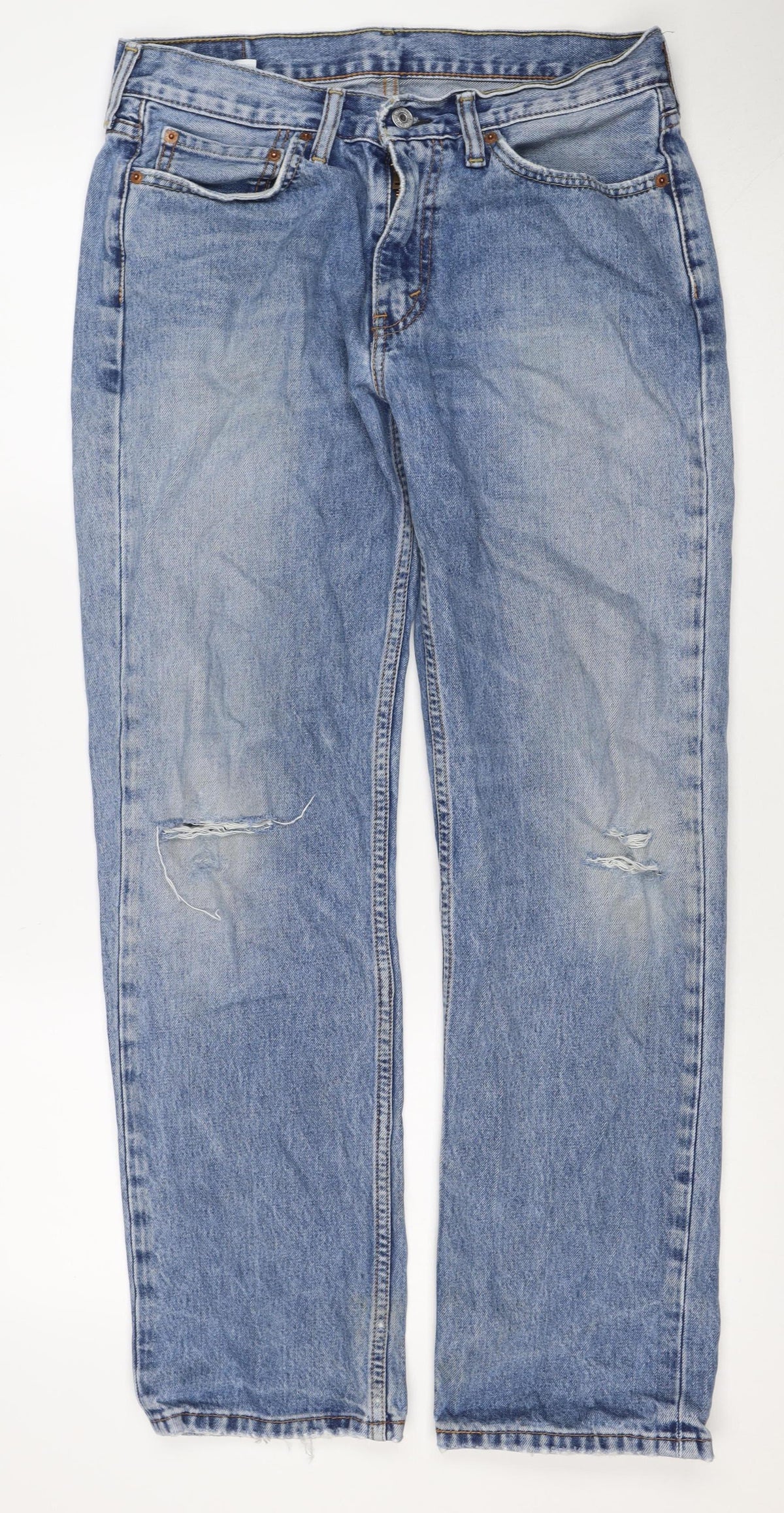 Levi's Men's Blue W31 L32 Engineered Straight Distressed Jeans