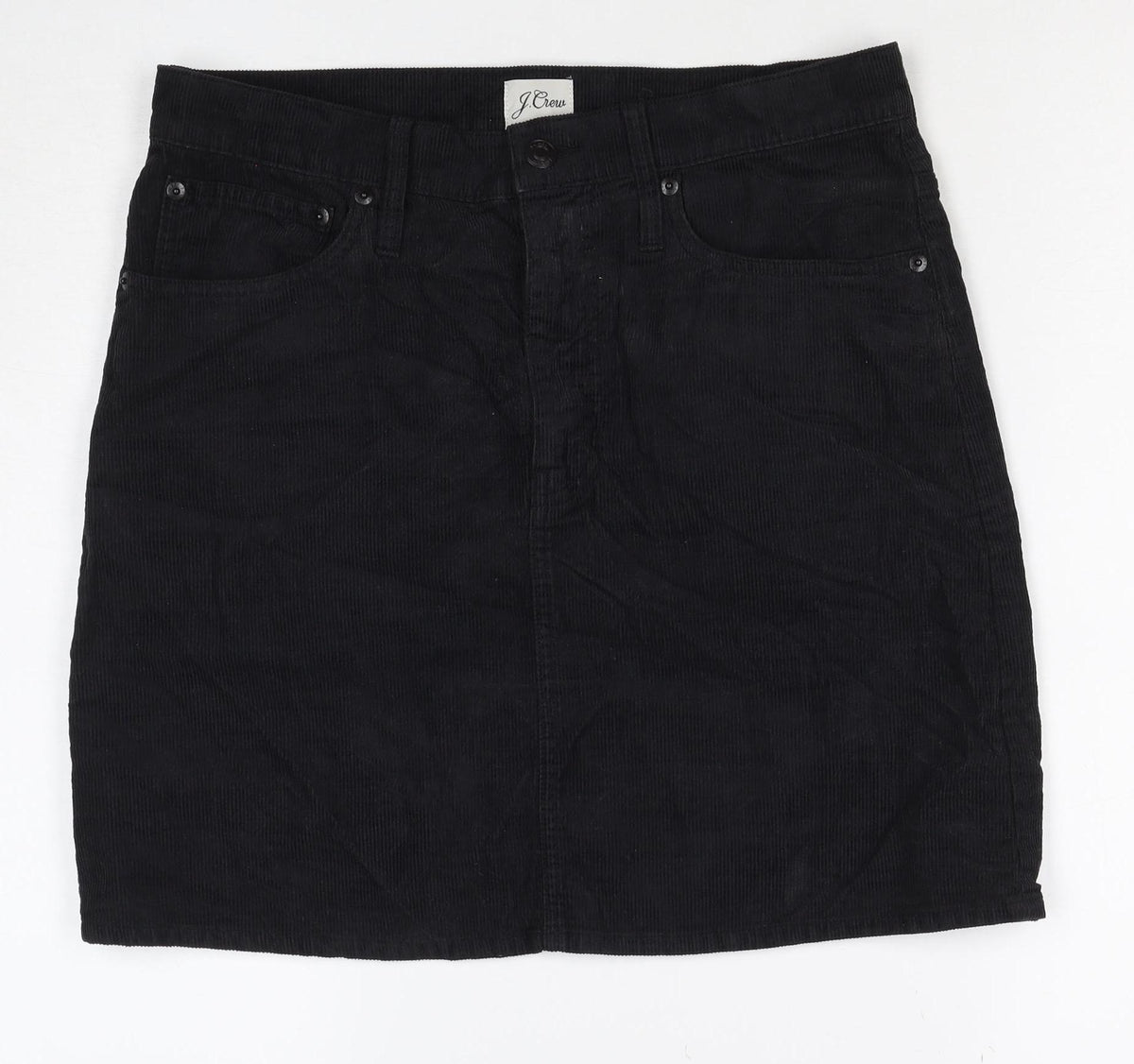 J.Crew Women Black Corduroy Pencil Skirt Size 28 Pockets