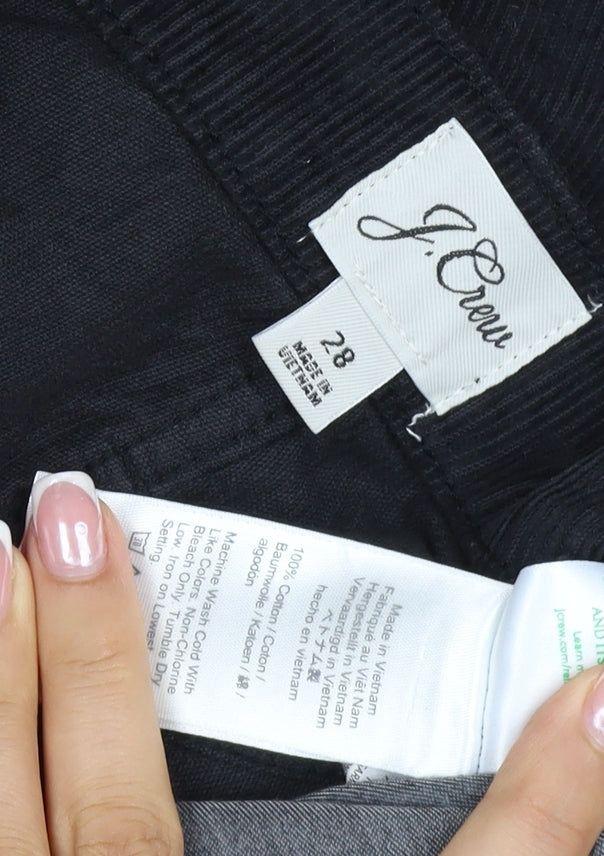 J.Crew Women Black Corduroy Pencil Skirt Size 28 Pockets