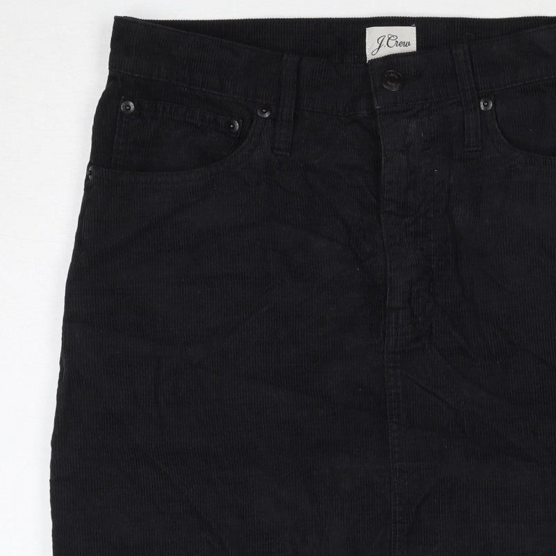 J.Crew Women Black Corduroy Pencil Skirt Size 28 Pockets