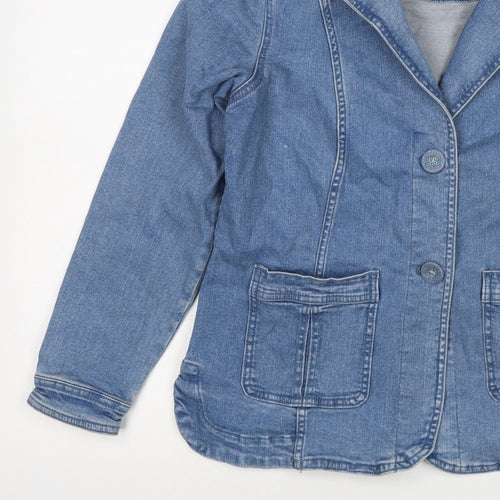 Country Rose Women’s Blue UK 12 Denim Blazer Jacket Cotton Stretch Pockets