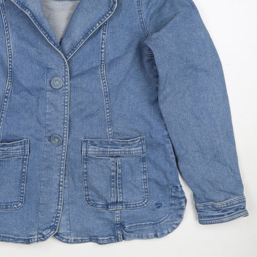 Country Rose Women’s Blue UK 12 Denim Blazer Jacket Cotton Stretch Pockets