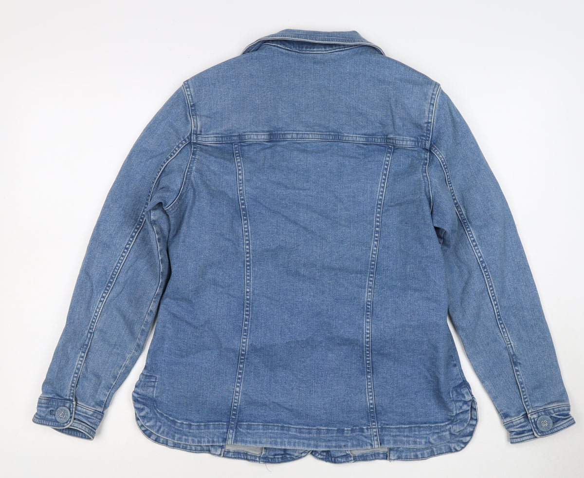 Country Rose Women’s Blue UK 12 Denim Blazer Jacket Cotton Stretch Pockets