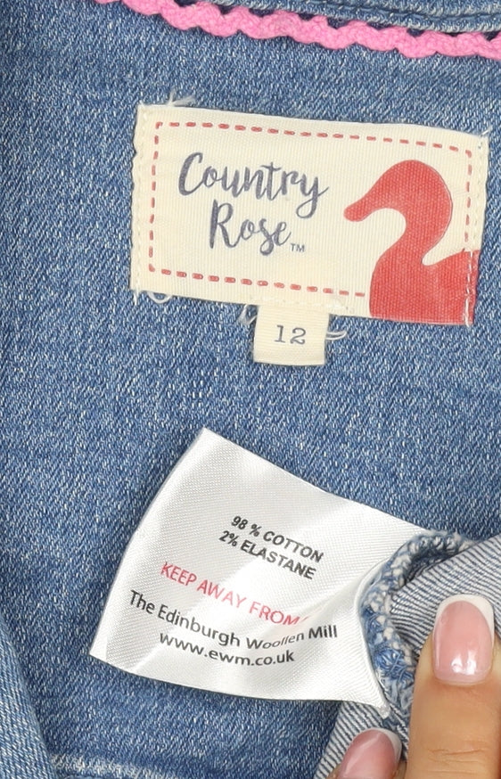 Country Rose Women’s Blue UK 12 Denim Blazer Jacket Cotton Stretch Pockets