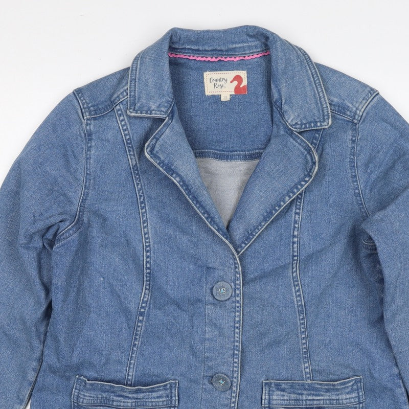 Country Rose Women’s Blue UK 12 Denim Blazer Jacket Cotton Stretch Pockets