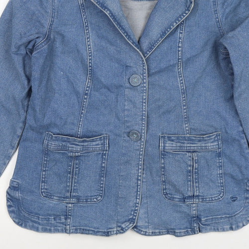 Country Rose Women’s Blue UK 12 Denim Blazer Jacket Cotton Stretch Pockets