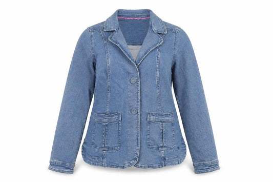 Country Rose Women’s Blue UK 12 Denim Blazer Jacket Cotton Stretch Pockets