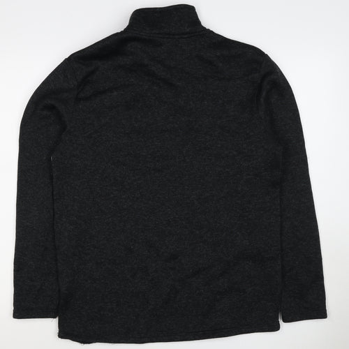 Fits For Me Men's Black Grey L 1/4 Zip Pullover High Neck Sweatshirt