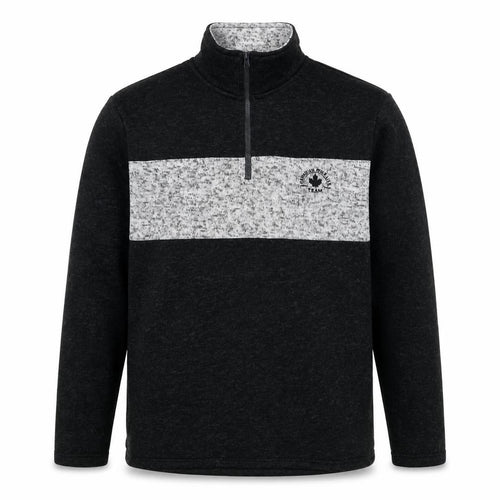 Fits For Me Men's Black Grey L 1/4 Zip Pullover High Neck Sweatshirt