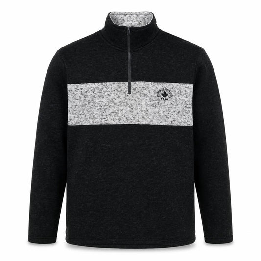 Fits For Me Men's Black Grey L 1/4 Zip Pullover High Neck Sweatshirt
