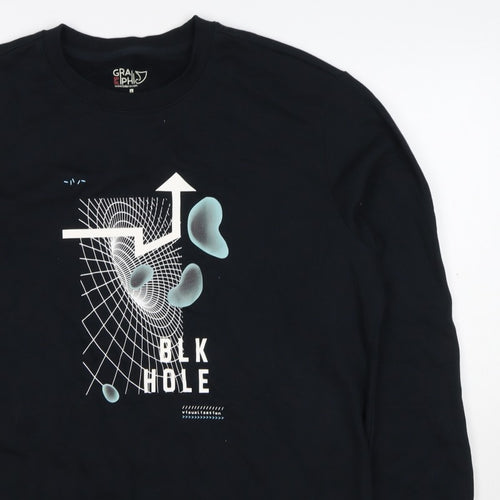 Baleno Men Black M Graphic Print Crew Neck Pullover Sweatshirt