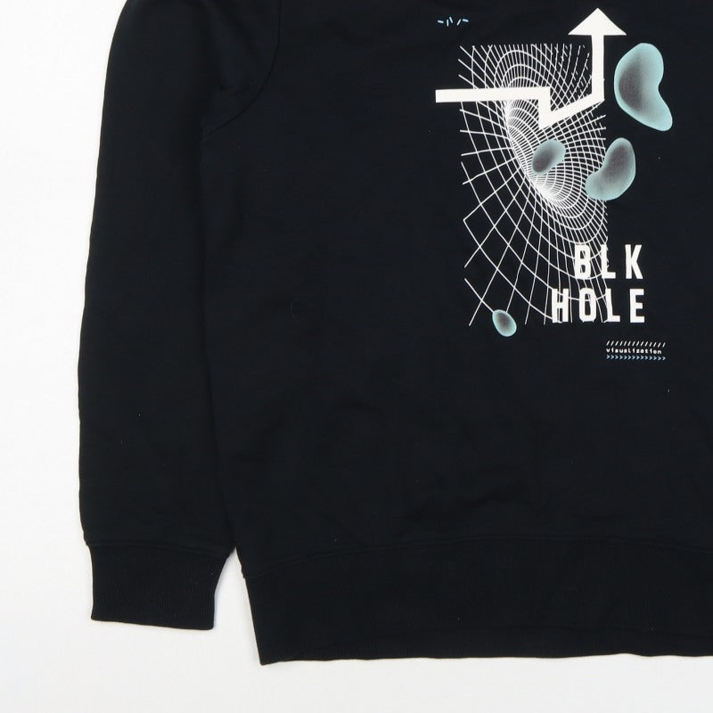 Baleno Men Black M Graphic Print Crew Neck Pullover Sweatshirt