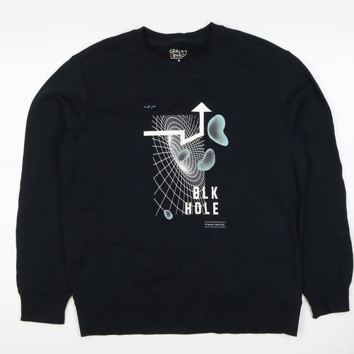 Baleno Men Black M Graphic Print Crew Neck Pullover Sweatshirt