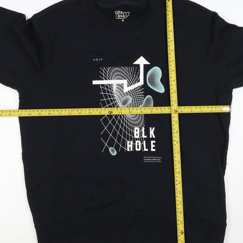 Baleno Men Black M Graphic Print Crew Neck Pullover Sweatshirt