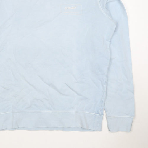 Marks and Spencer Men Blue L Logo Crew Neck Pullover Sweatshirt