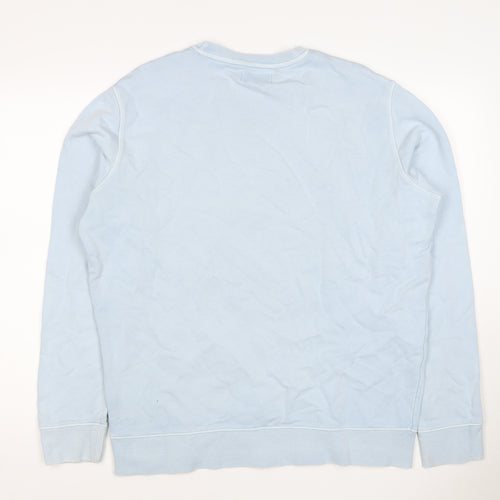 Marks and Spencer Men Blue L Logo Crew Neck Pullover Sweatshirt