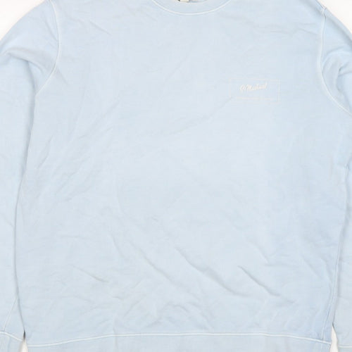 Marks and Spencer Men Blue L Logo Crew Neck Pullover Sweatshirt