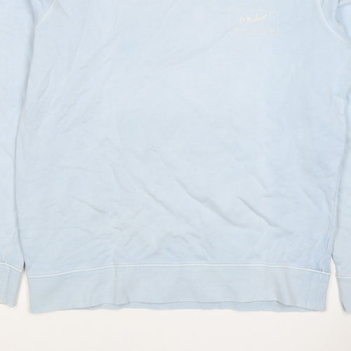 Marks and Spencer Men Blue L Logo Crew Neck Pullover Sweatshirt