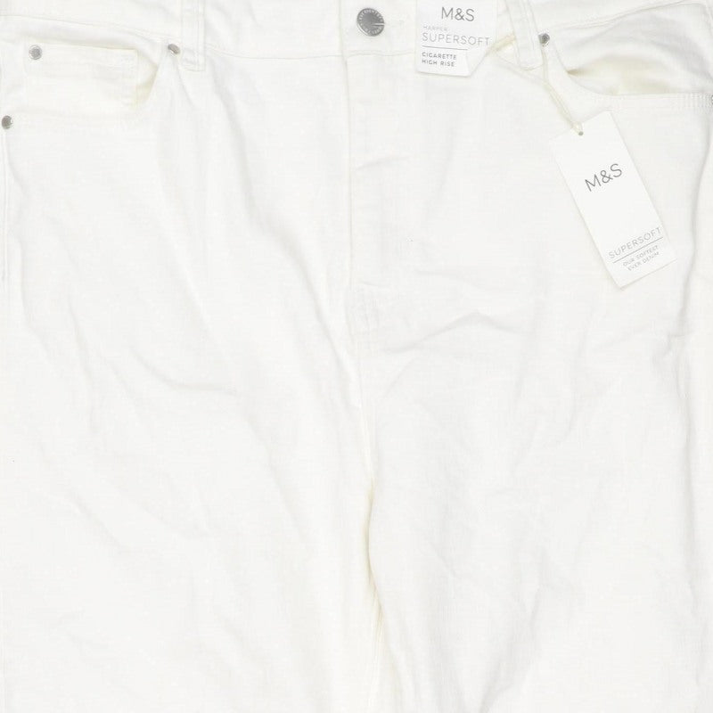 Marks and Spencer Women White UK 18 Long Harper Supersoft Cigarette Jeans