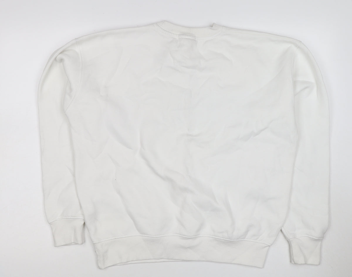 Six Stories Women’s White S Bride Embroidered Crew Neck Pullover Sweatshirt