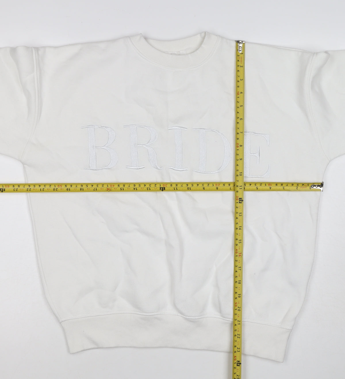 Six Stories Women’s White S Bride Embroidered Crew Neck Pullover Sweatshirt