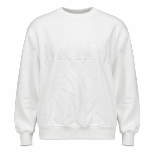 Six Stories Women’s White S Bride Embroidered Crew Neck Pullover Sweatshirt