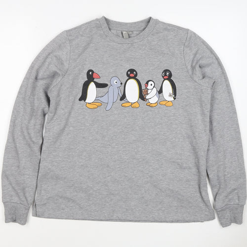 ASOS Women’s Grey Pingu Penguin Graphic Crew Neck Sweatshirt UK 6