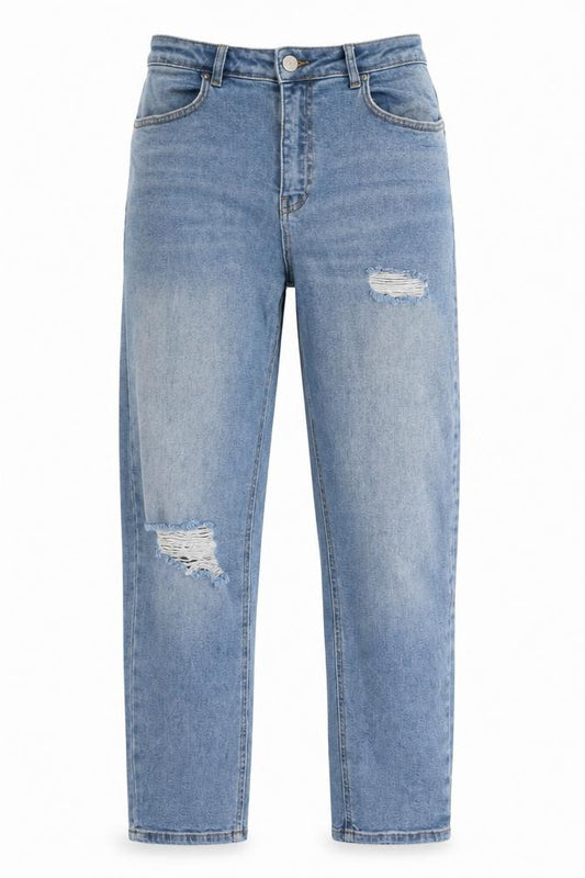 Legend London Women Blue UK 12 Straight Distressed Stretch Jeans