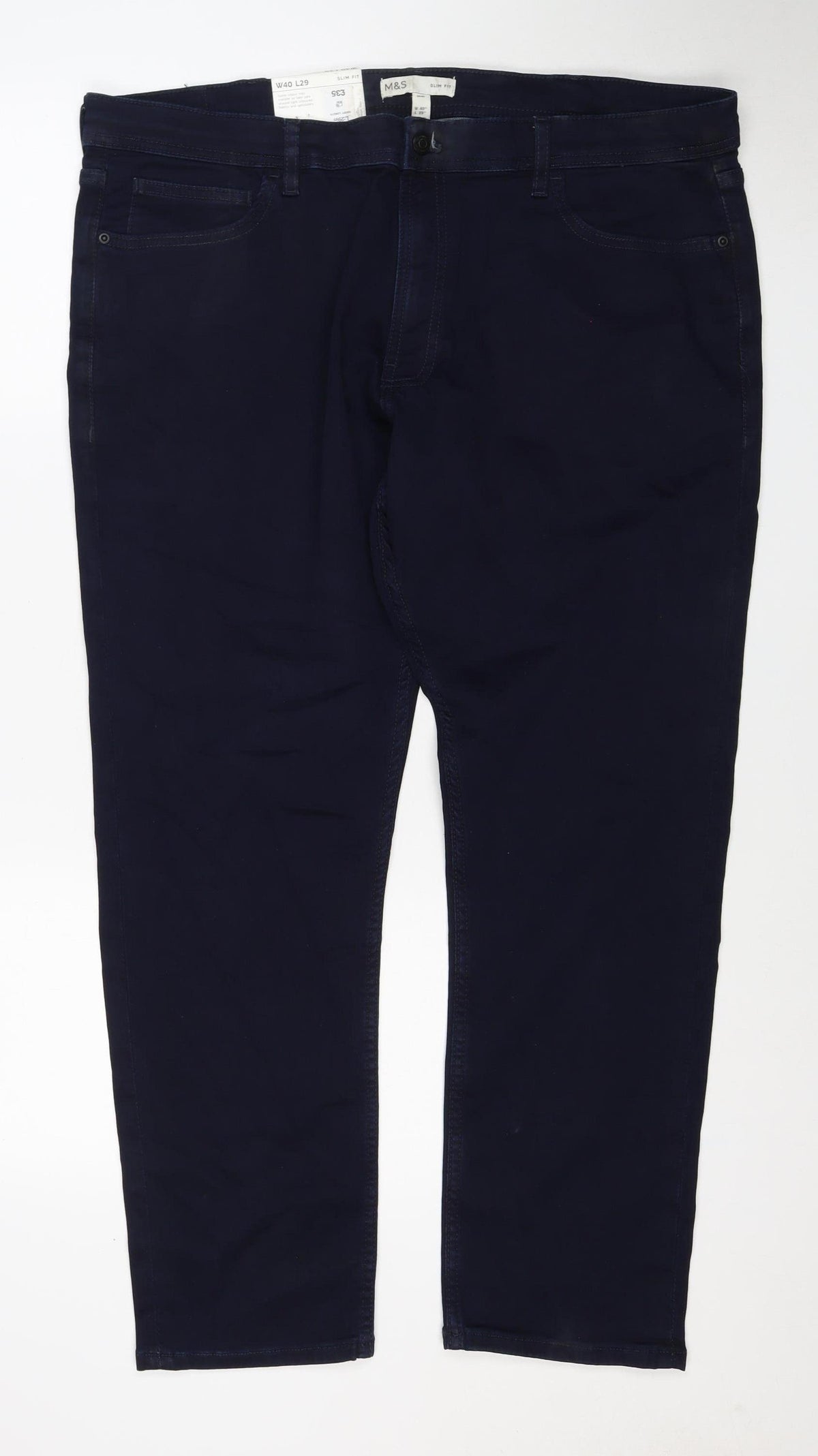 Marks & Spencer Men's Navy W40 L29 Slim Fit Stretch Jeans