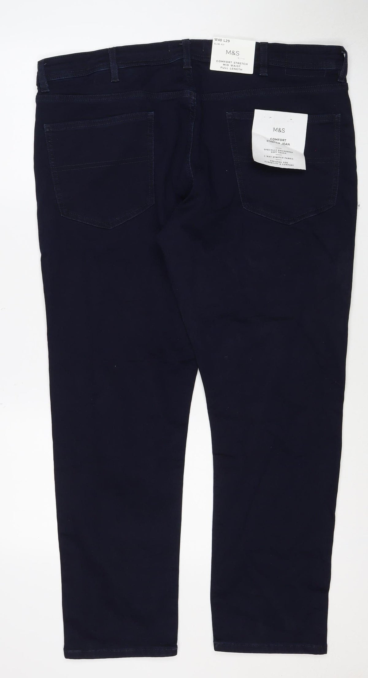 Marks & Spencer Men's Navy W40 L29 Slim Fit Stretch Jeans