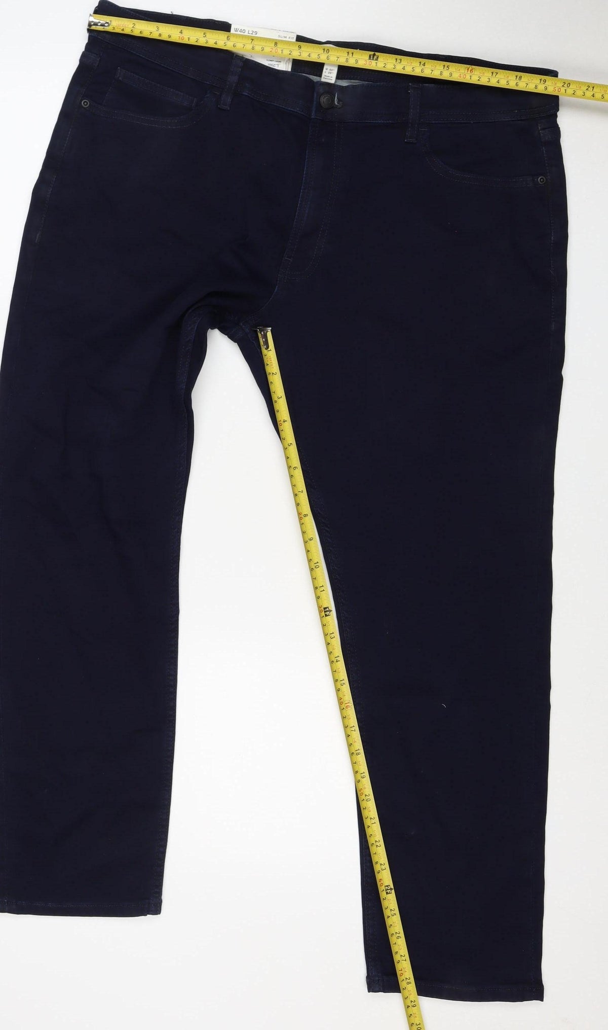 Marks & Spencer Men's Navy W40 L29 Slim Fit Stretch Jeans