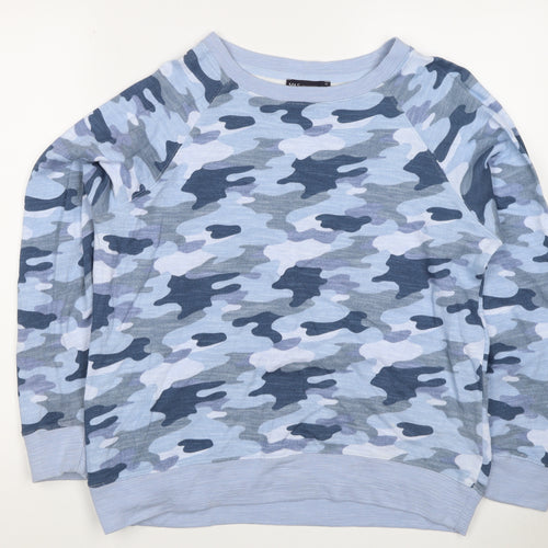 M&S Collection Women's Blue Camo Crew Neck Pullover Sweatshirt UK 14