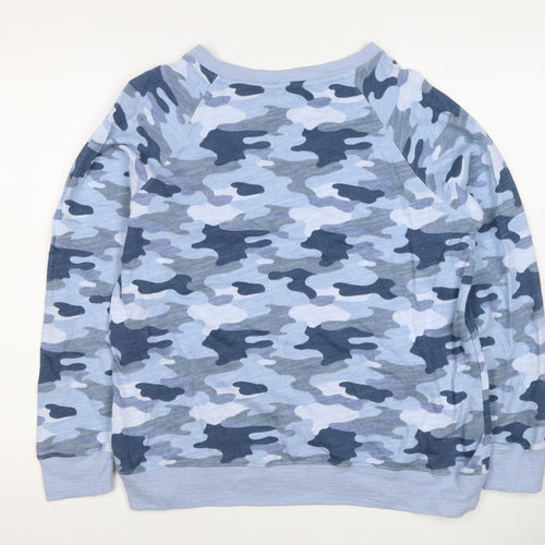 M&S Collection Women's Blue Camo Crew Neck Pullover Sweatshirt UK 14