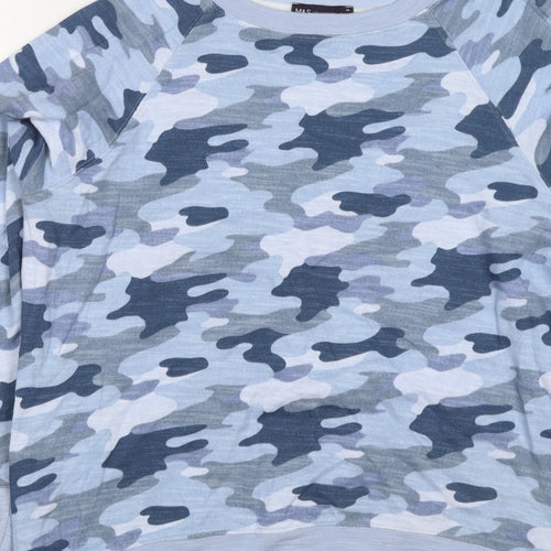 M&S Collection Women's Blue Camo Crew Neck Pullover Sweatshirt UK 14
