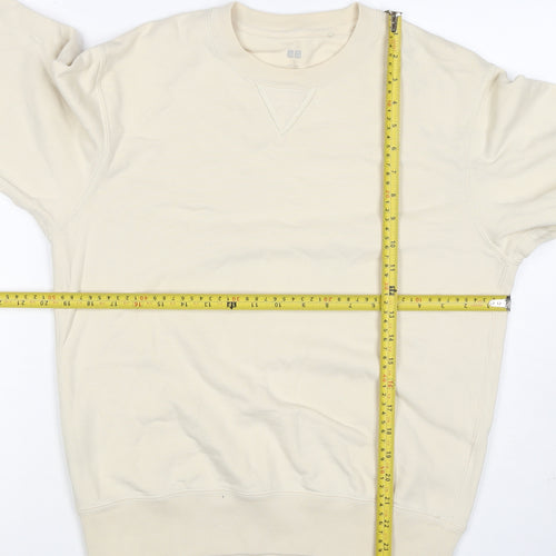 UNIQLO Men’s Beige M Crew Neck Pullover Cotton Sweatshirt Classic